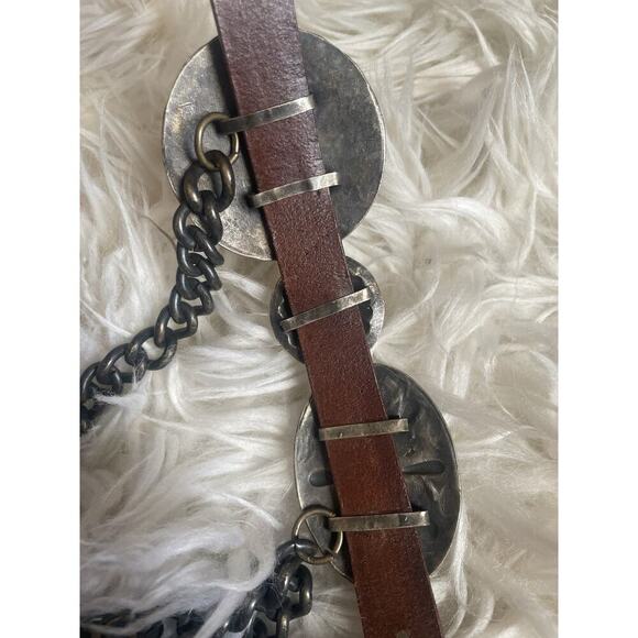 Ralph Lauren Collection Concho Belt S Leather Chain Western Brown Vintage Womens - Picture 9 of 10
